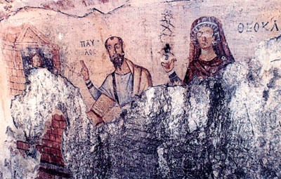 Icono bizantino: Pablo y Tecla